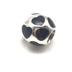 Pandora Sterling Silver Black Enamel Love You Heart Rare Retired Bead Charm